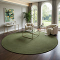 Olive Green Jute Round Rug – Handwoven Natural Carpet by Room Rituals | Modern Boho Living Room Rug