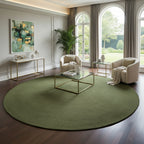 Olive Green Jute Round Rug – Handwoven Natural Carpet by Room Rituals | Modern Boho Living Room Rug