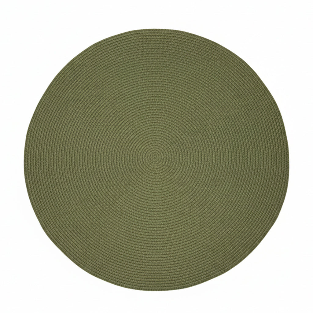 Olive Green Jute Round Rug – Handwoven Natural Carpet by Room Rituals | Modern Boho Living Room Rug