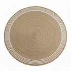 Natural Jute Round Rug with White Border – Handwoven Eco-Friendly Carpet by Room Rituals | Boho Living Room & Bedroom Floor Rug