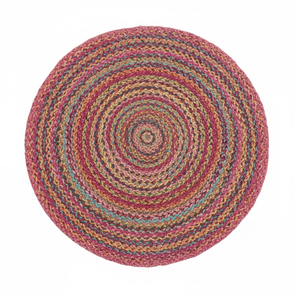 Multicolor Braided Jute Round Rug – Handwoven Eco-Friendly Carpet by Room Rituals | Boho Living Room & Bedroom Floor Rug