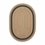 Natural Jute Oval Rug with Navy Border – Handwoven Eco-Friendly Floor Carpet by Room Rituals | Living Room & Bedroom Rug