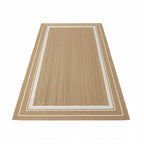 Natural Jute Rectangular Rug with White Border – Handwoven Eco-Friendly Carpet by Room Rituals | Living Room & Bedroom Floor Rug