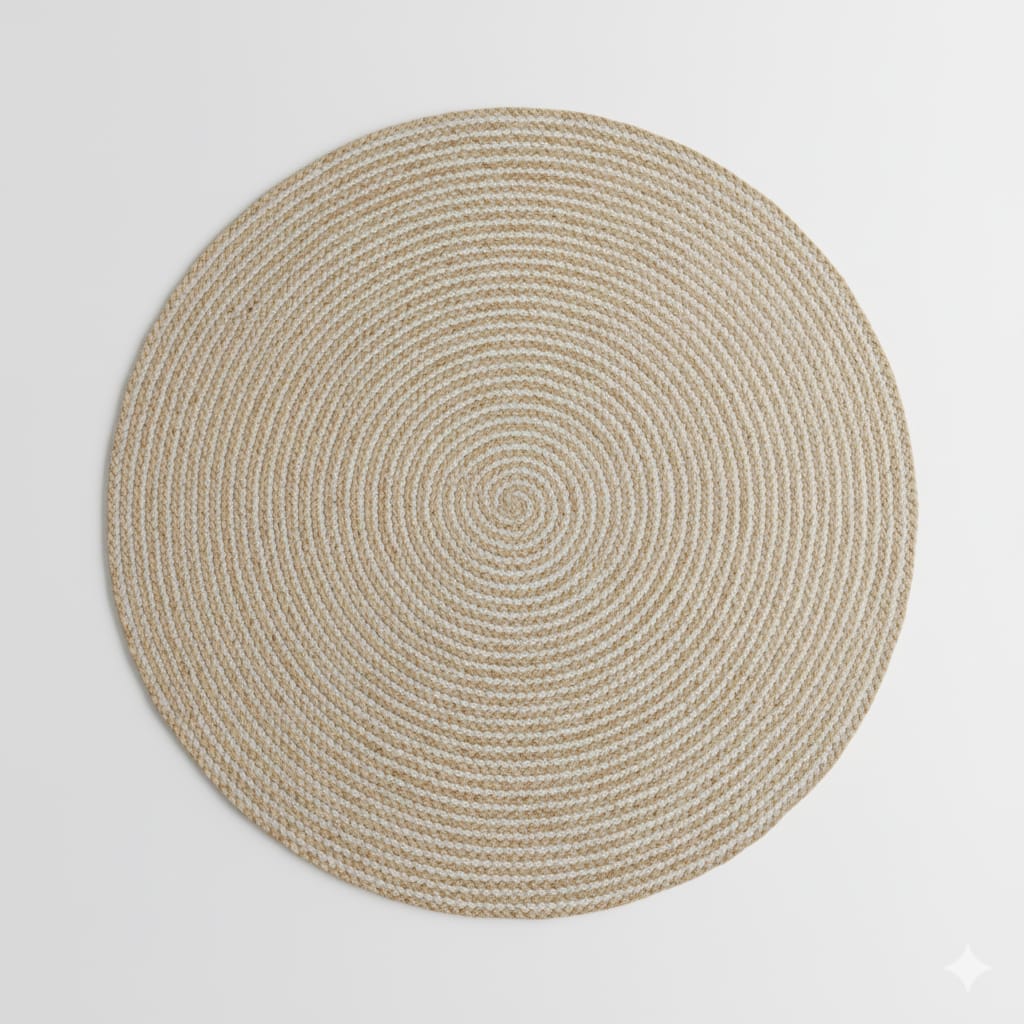 Natural Spiral Jute Round Rug – Handwoven Eco-Friendly Floor Carpet by Room Rituals | Minimal Boho Living Room & Bedroom Rug