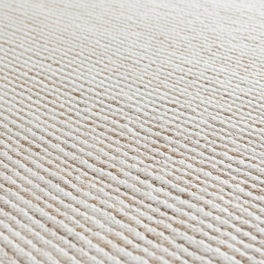 Soft Natural Off-White Jute Rectangular Rug – Handwoven Eco-Friendly Carpet by Room Rituals | Minimal Living Room & Bedroom Floor Rug