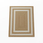 Natural Jute Rectangular Rug with Double White Border – Handwoven Eco-Friendly Carpet by Room Rituals | Living Room & Bedroom Floor Rug
