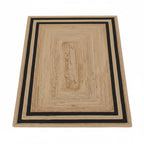 Natural Jute Rectangular Rug with Black Border – Handwoven Eco-Friendly Carpet by Room Rituals | Modern Living Room & Bedroom Floor Rug