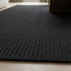 Black Jute Rectangular Rug – Handwoven Natural Eco-Friendly Carpet by Room Rituals | Modern Living Room & Bedroom Floor Rug