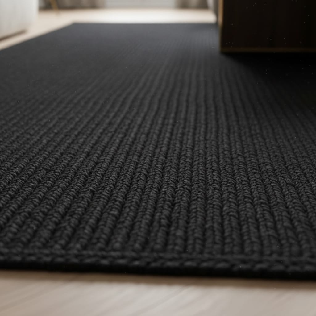 Black Jute Rectangular Rug – Handwoven Natural Eco-Friendly Carpet by Room Rituals | Modern Living Room & Bedroom Floor Rug