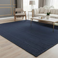 Navy Blue Jute Rectangular Rug – Handwoven Natural Eco-Friendly Carpet by Room Rituals | Modern Living Room & Bedroom Rug