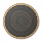 Beige & Dark Grey Jute Round Rug – Handwoven Natural Eco-Friendly Carpet by Room Rituals | Boho Living Room & Bedroom Floor Rug