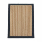 Wheat Brown & Beige Jute Rectangular Rug with Navy Blue Border – Handwoven Eco-Friendly Carpet by Room Rituals
