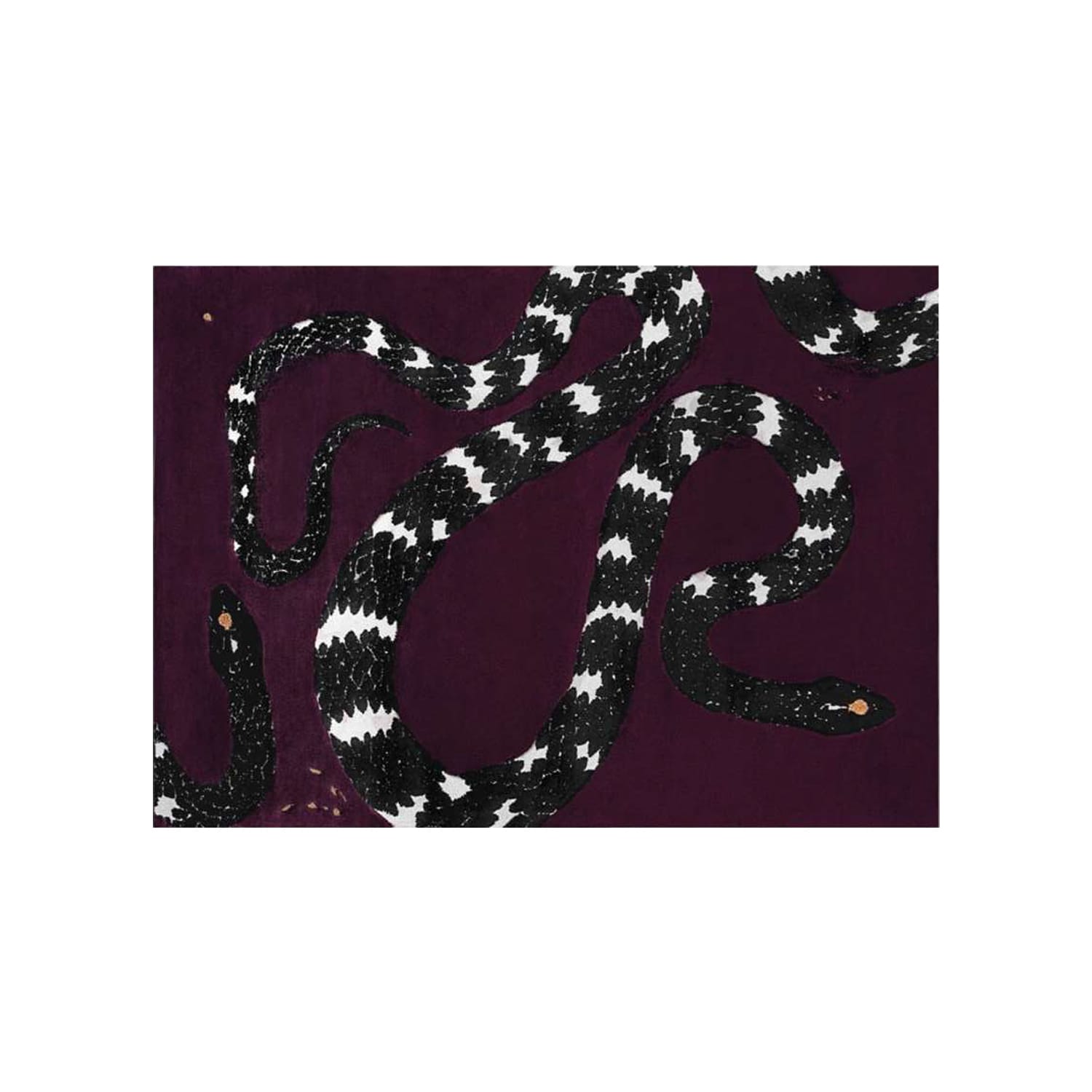 Hand-Tufted Wool Rug with Bold Serpentine Art – Luxury Modern Floor Carpet by Room Rituals | Deep Plum & Black Statement Rug