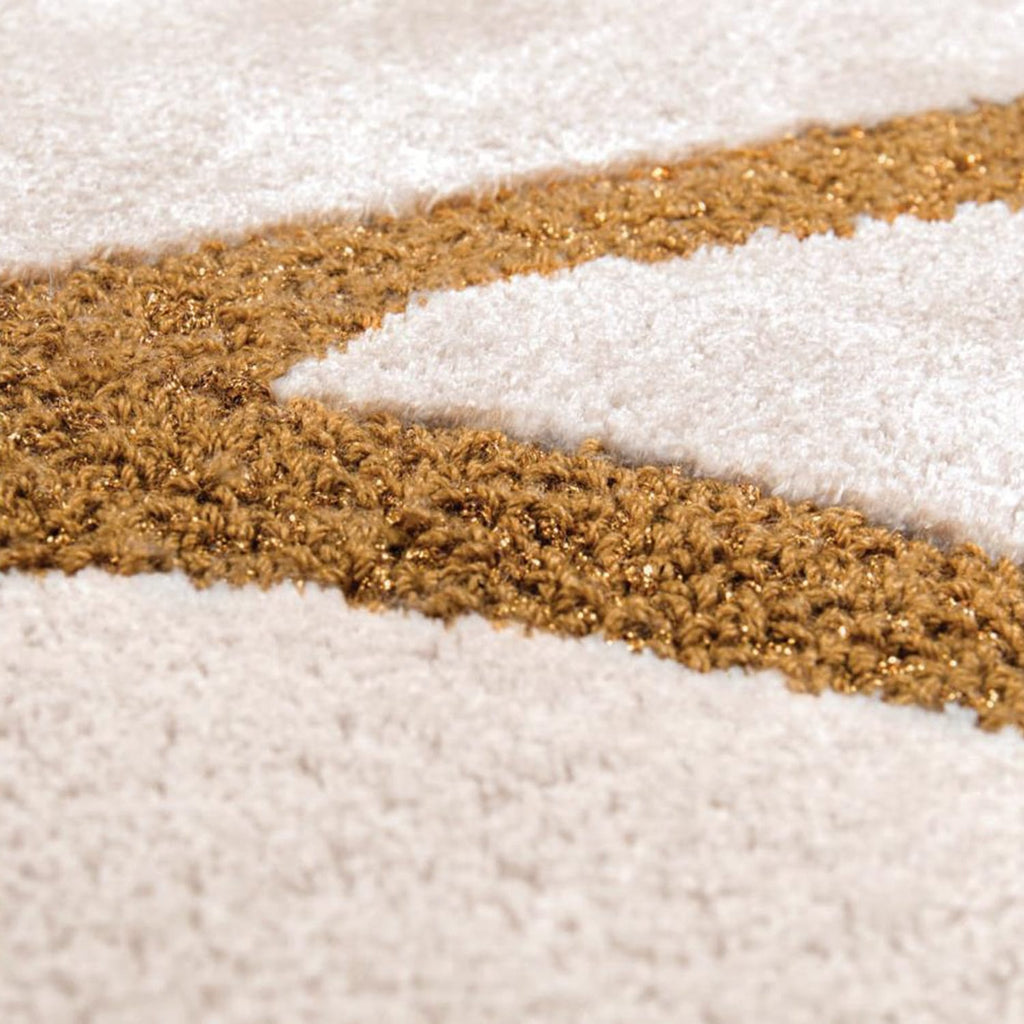 Hand-Tufted Ivory & Gold Abstract Wool Rug – Luxury Modern Carpet by Room Rituals | Living Room & Bedroom Designer Floor Rug