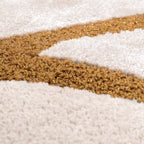 Hand-Tufted Ivory & Gold Abstract Wool Rug – Luxury Modern Carpet by Room Rituals | Living Room & Bedroom Designer Floor Rug