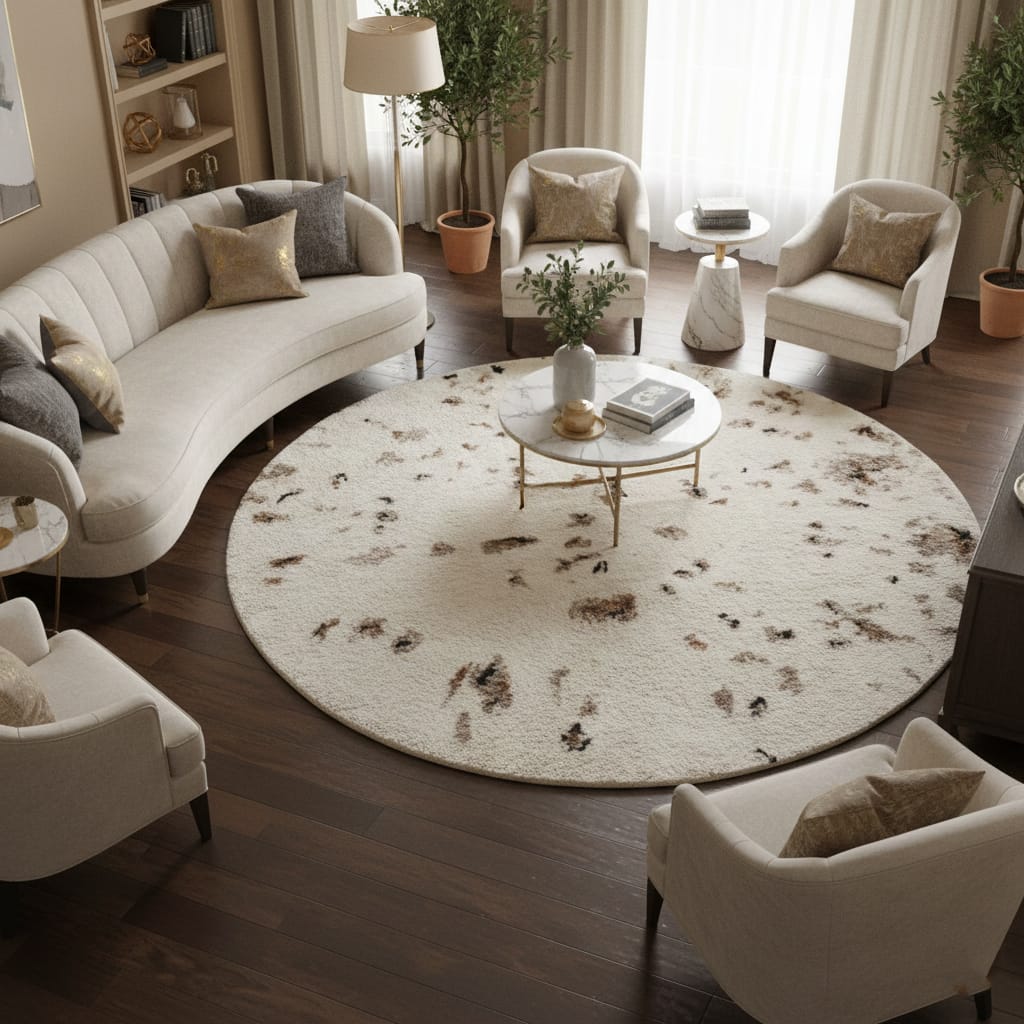 Hand-Tufted Ivory Speckled Wool Round Rug – Soft Cozy Modern Carpet by Room Rituals | Living Room & Bedroom Floor Rug