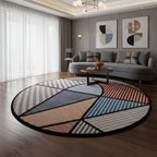 Hand-Tufted Geometric Round Wool Rug – Modern Multicolor Designer Carpet by Room Rituals | Living Room & Bedroom Floor Rug