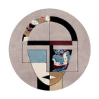 Hand-Tufted Abstract Face Art Wool Round Rug – Luxury Modern Designer Carpet by Room Rituals | Living Room & Statement Floor Rug