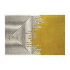 Hand-Tufted Maze Line & Mustard Gold Wool Rug – Luxury Modern Designer Carpet by Room Rituals | Living Room & Lounge Floor Rug