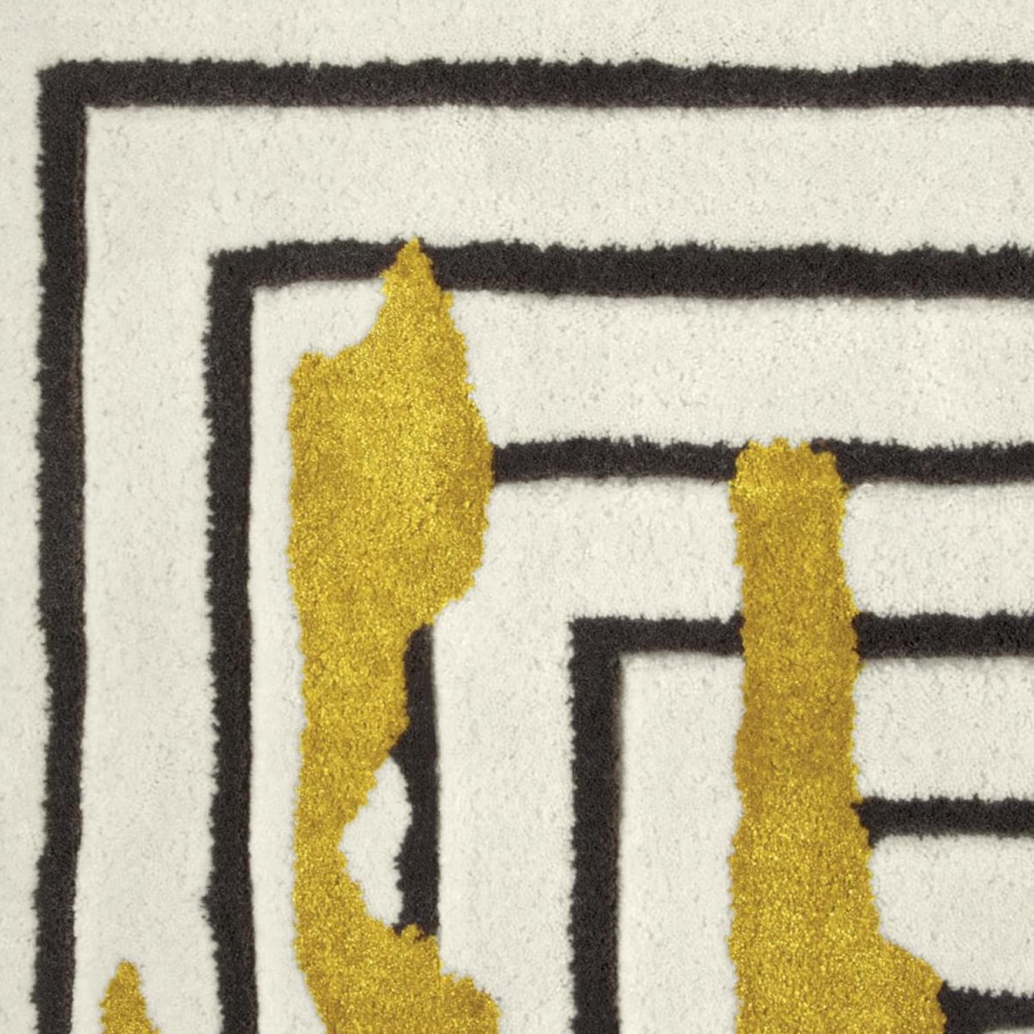 Hand-Tufted Maze Line & Mustard Gold Wool Rug – Luxury Modern Designer Carpet by Room Rituals | Living Room & Lounge Floor Rug
