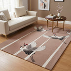 Hand-Tufted Crane Art Wool Rug in Warm Blush – Luxury Designer Carpet by Room Rituals | Living Room & Bedroom Floor Rug