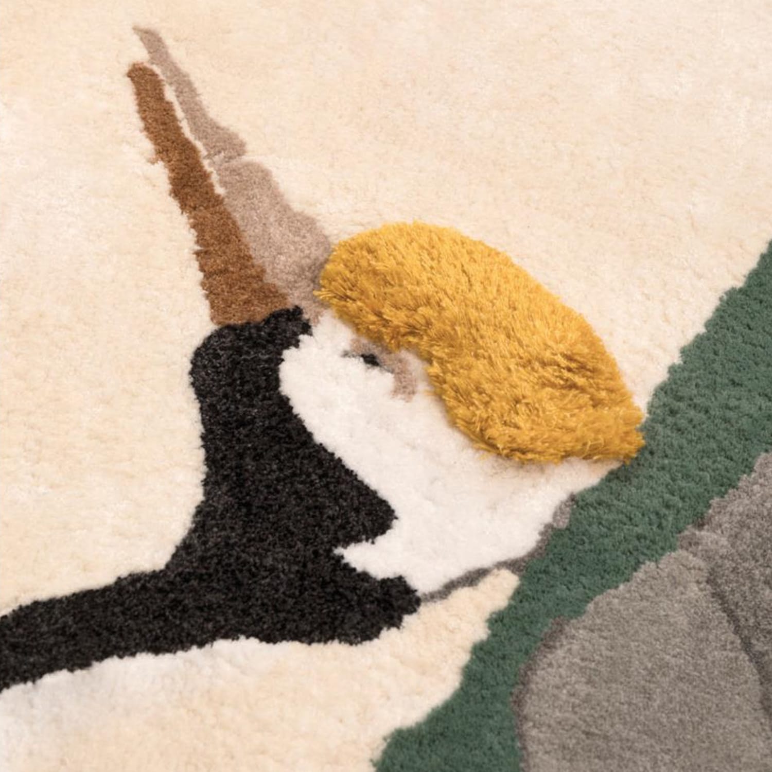 Hand-Tufted Crane Art Wool Rug in Warm Blush – Luxury Designer Carpet by Room Rituals | Living Room & Bedroom Floor Rug