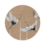 Hand-Tufted Crane Art Wool Rug in Warm Blush – Luxury Designer Carpet by Room Rituals | Living Room & Bedroom Floor Rug