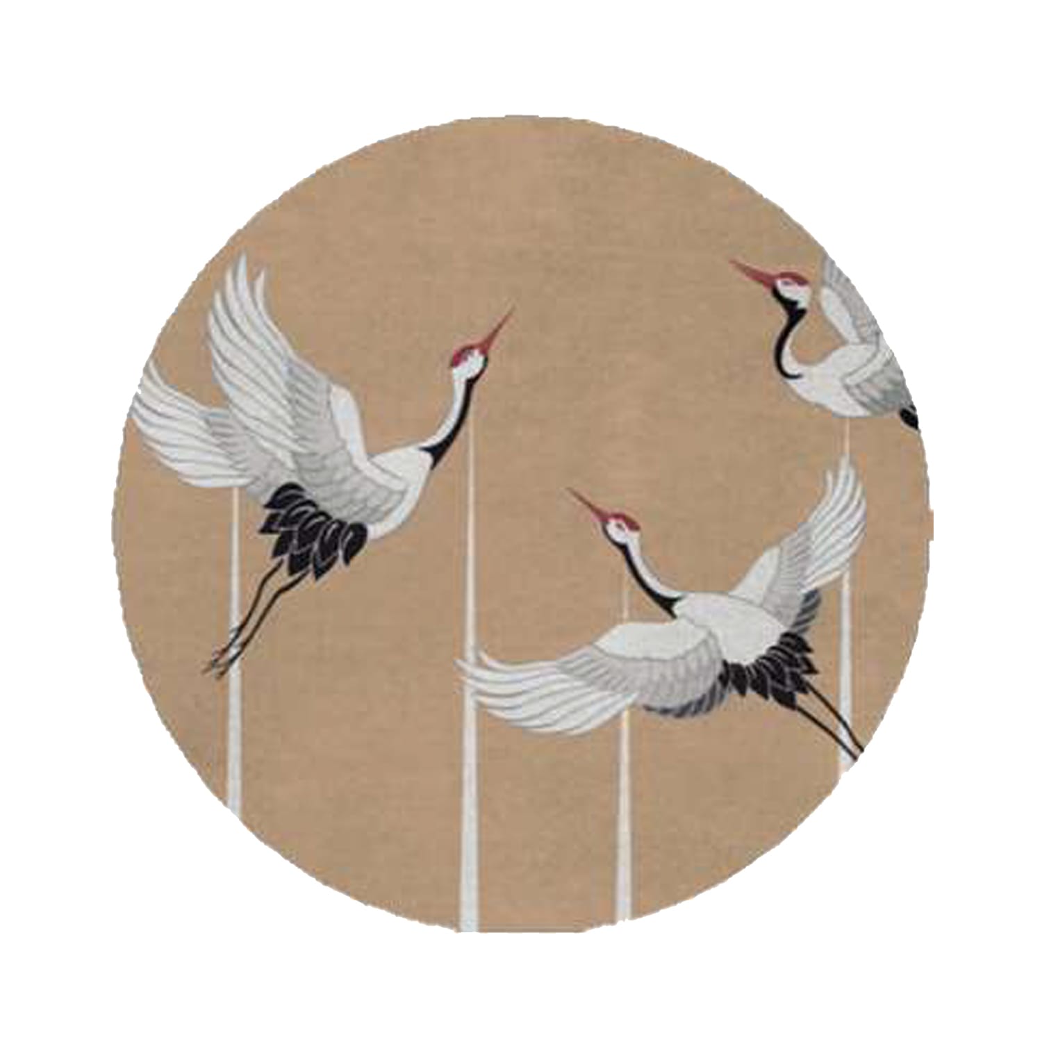 Hand-Tufted Crane Art Wool Rug in Warm Blush – Luxury Designer Carpet by Room Rituals | Living Room & Bedroom Floor Rug
