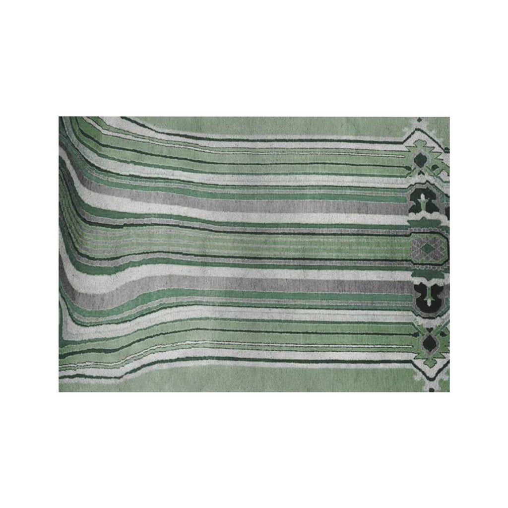 Hand-Tufted Sage & Emerald Linear Wool Rug – Luxury Modern Carpet by Room Rituals | Living Room & Bedroom Floor Rug