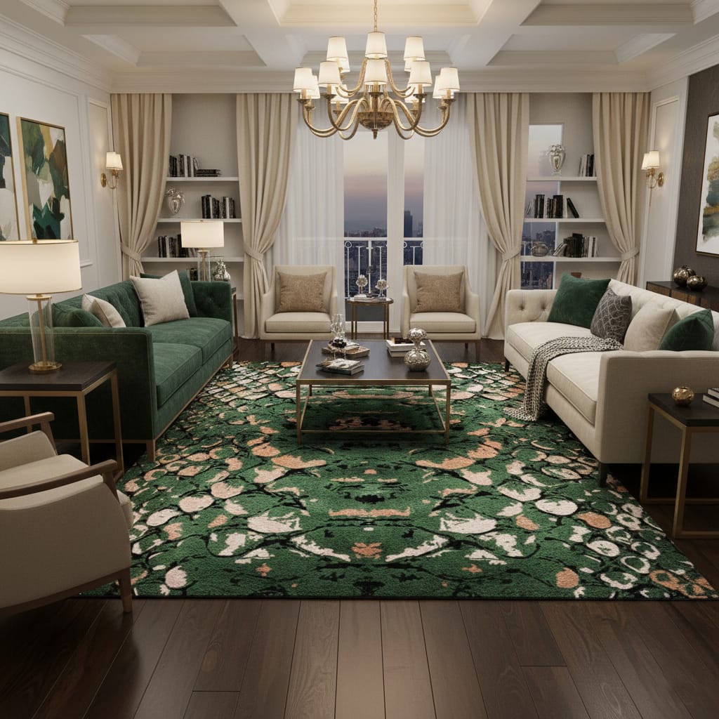Hand-Tufted Green Python Texture Wool Rug – Luxury Modern Designer Carpet by Room Rituals | Living Room & Lounge Rug