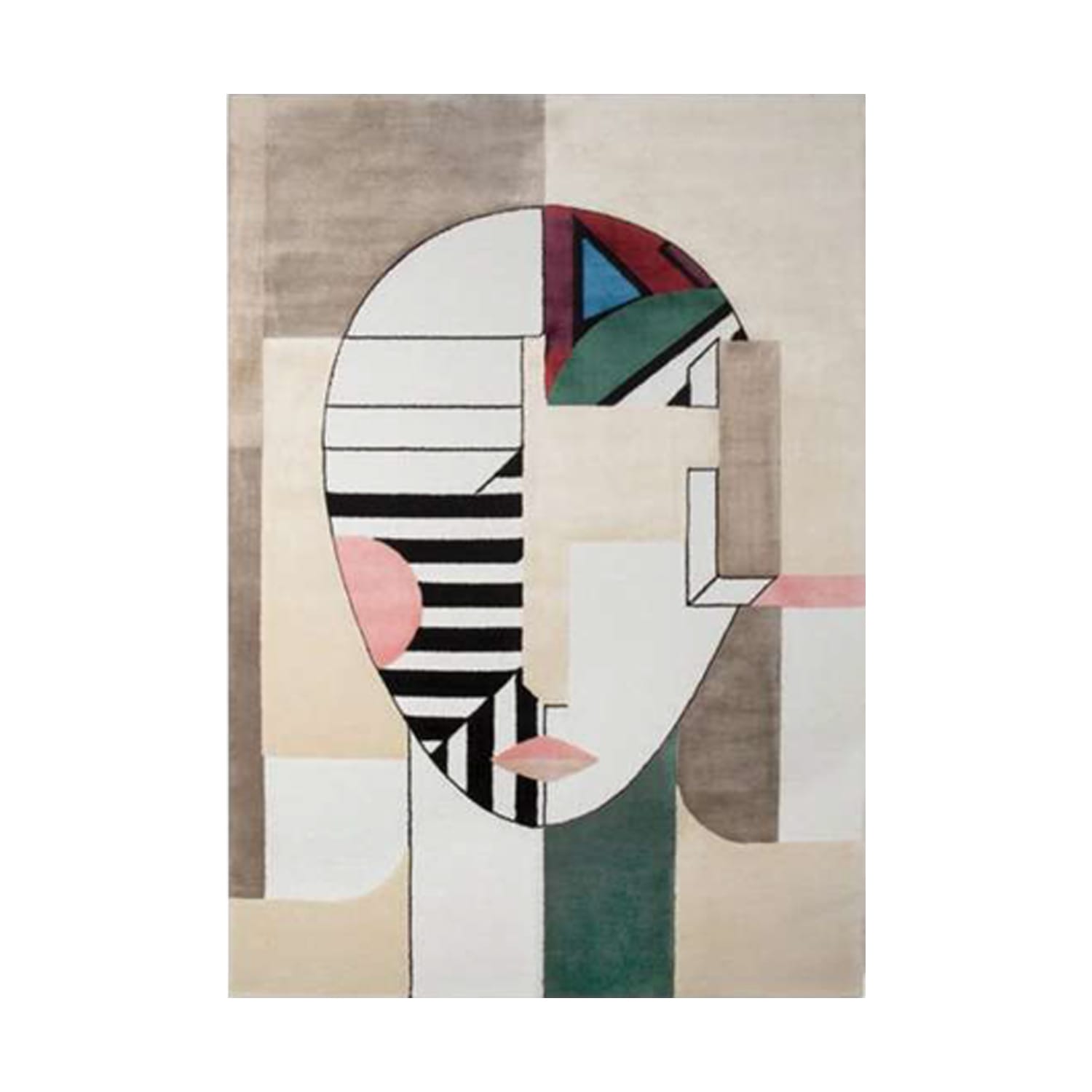 Hand-Tufted Abstract Face Art Wool Rug – Luxury Modern Designer Carpet by Room Rituals | Living Room & Bedroom Floor Rug