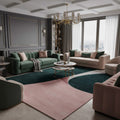 Hand-Tufted Abstract Blush & Deep Green Wool Rug – Luxury Modern Minimal Carpet by Room Rituals | Living Room & Bedroom Floor Rug