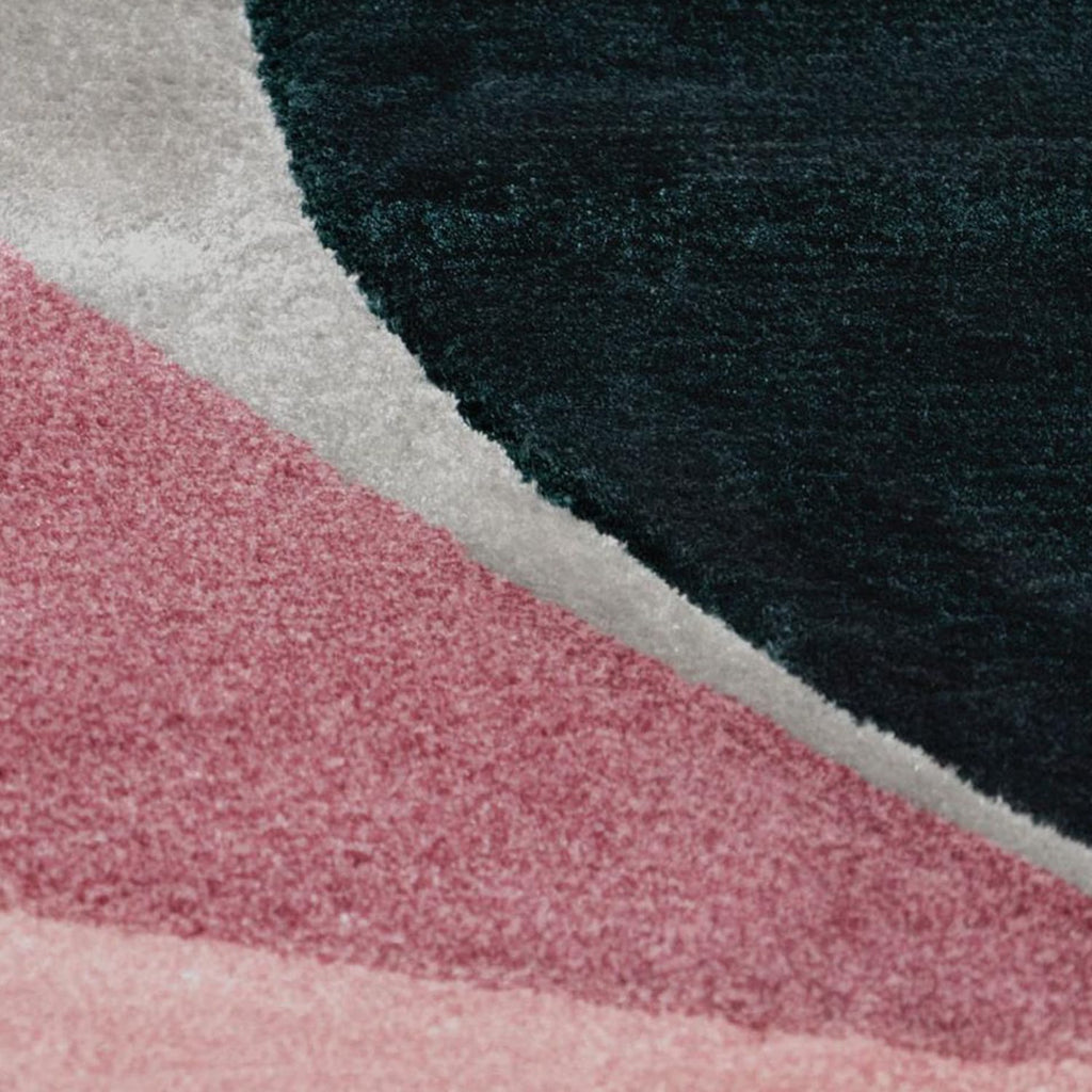 Hand-Tufted Abstract Blush & Deep Green Wool Rug – Luxury Modern Minimal Carpet by Room Rituals | Living Room & Bedroom Floor Rug