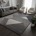 Hand-Tufted Geometric Charcoal & Grey Wool Rug – Luxury Modern Designer Carpet by Room Rituals | Living Room & Bedroom Floor Rug