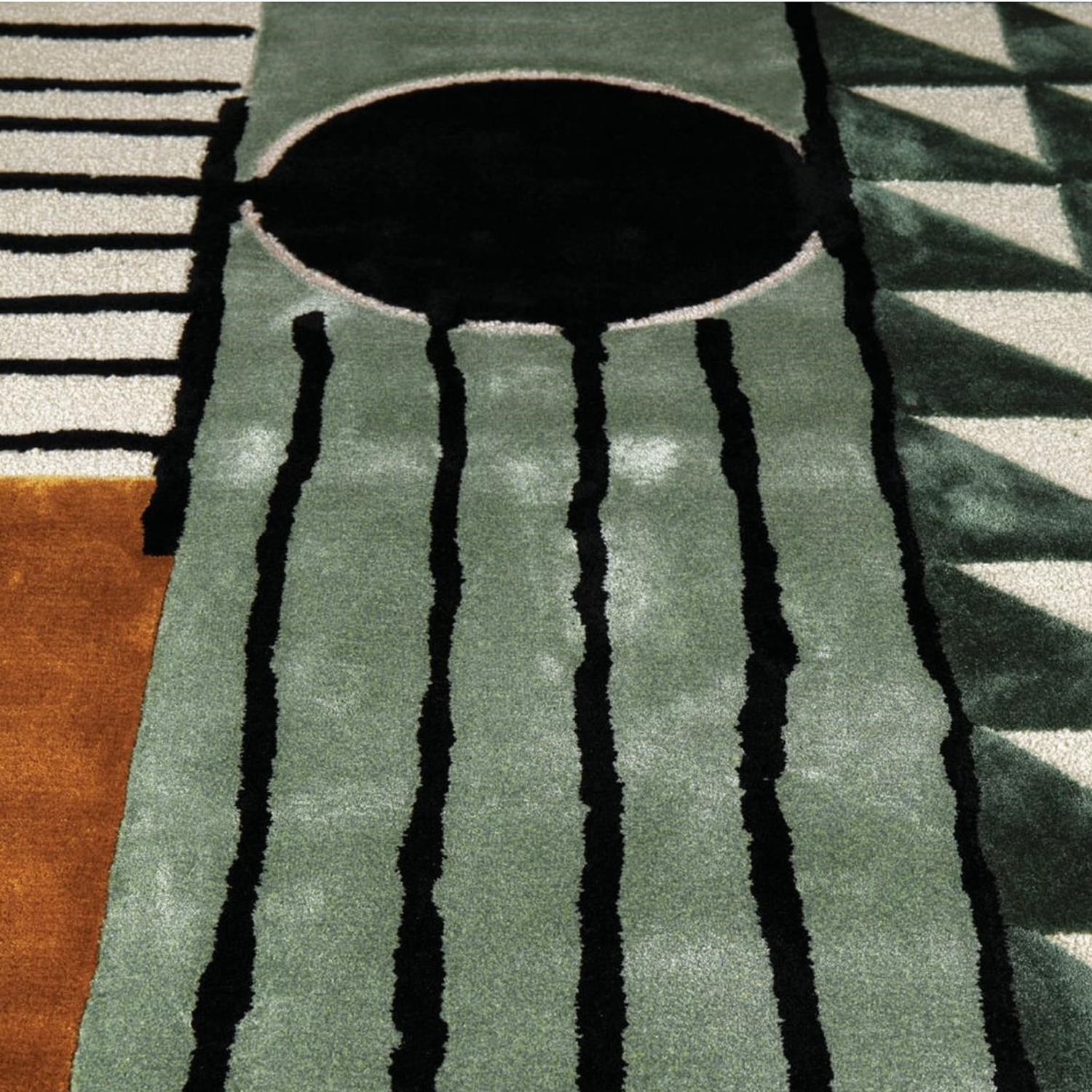 Hand-Tufted Abstract Sage & Terracotta Wool Rug – Luxury Modern Designer Carpet by Room Rituals | Living Room & Bedroom Floor Rug