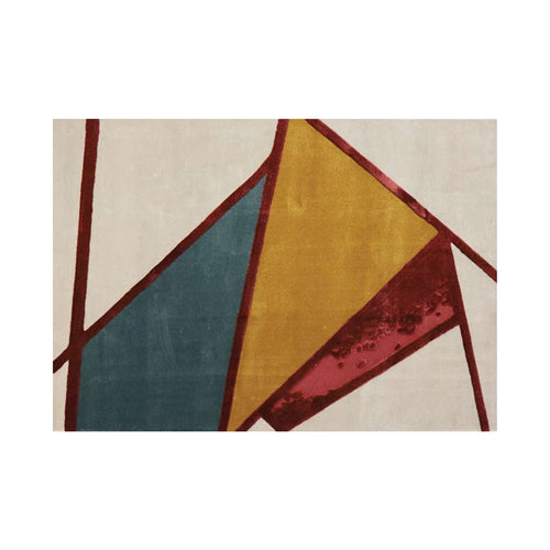 Hand-Tufted Abstract Mustard, Teal & Wine Wool Rug – Luxury Modern Designer Carpet by Room Rituals | Living Room & Bedroom Floor Rug