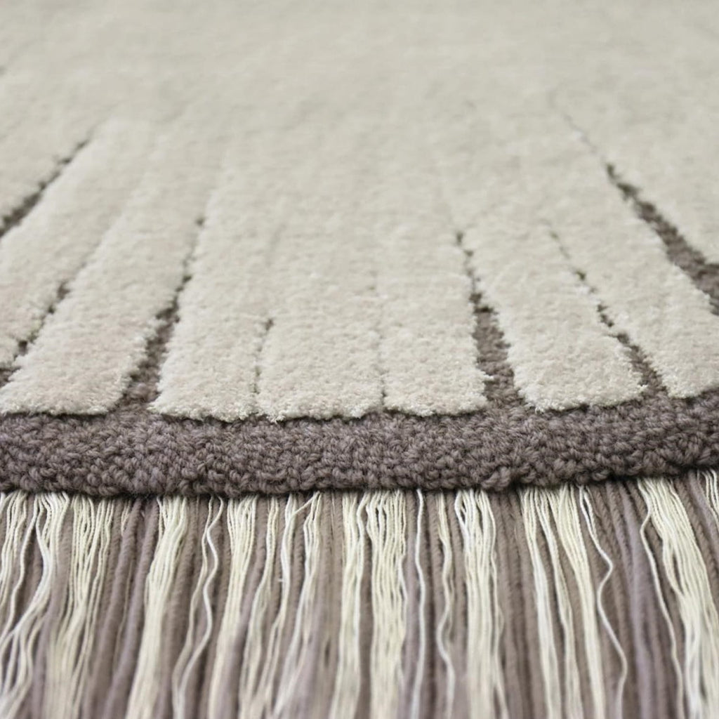 Hand-Tufted Ivory & Grey Sunburst Wool Rug – Modern Minimal Designer Carpet by Room Rituals | Living Room & Bedroom Floor Rug