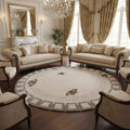 Hand-Tufted Ivory Round Wool Rug with Butterfly Motifs – Luxury Artistic Carpet by Room Rituals | Living Room & Bedroom Floor Rug