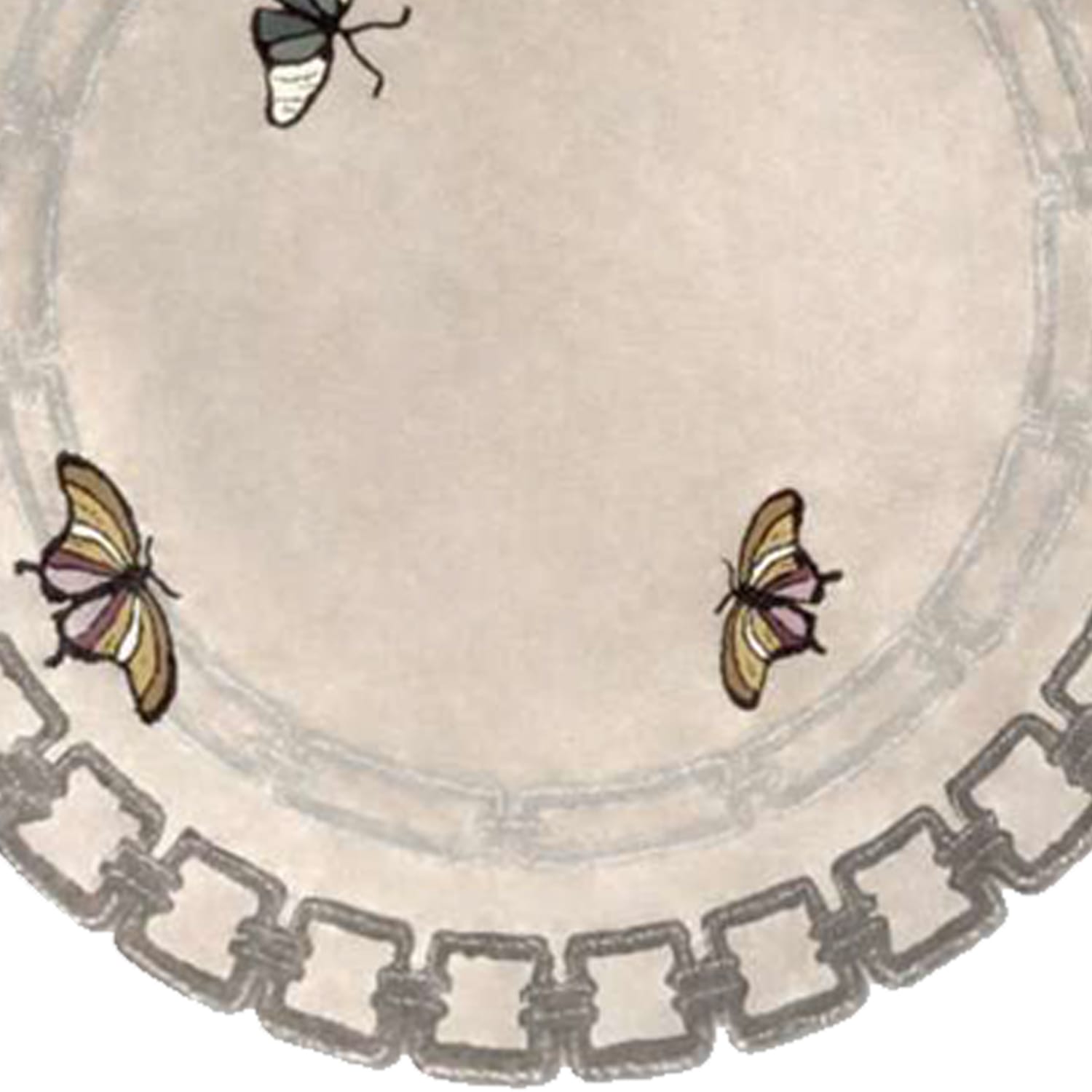 Hand-Tufted Ivory Round Wool Rug with Butterfly Motifs – Luxury Artistic Carpet by Room Rituals | Living Room & Bedroom Floor Rug