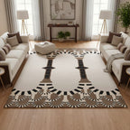 Hand-Tufted Tribal Geometric Wool Rug in Beige & Black – Luxury Modern Designer Carpet by Room Rituals | Living Room & Bedroom Rug