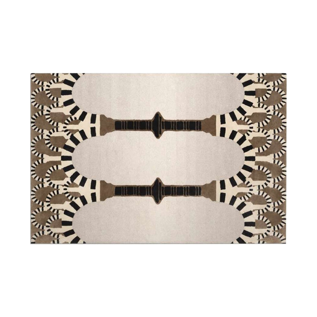 Hand-Tufted Tribal Geometric Wool Rug in Beige & Black – Luxury Modern Designer Carpet by Room Rituals | Living Room & Bedroom Rug