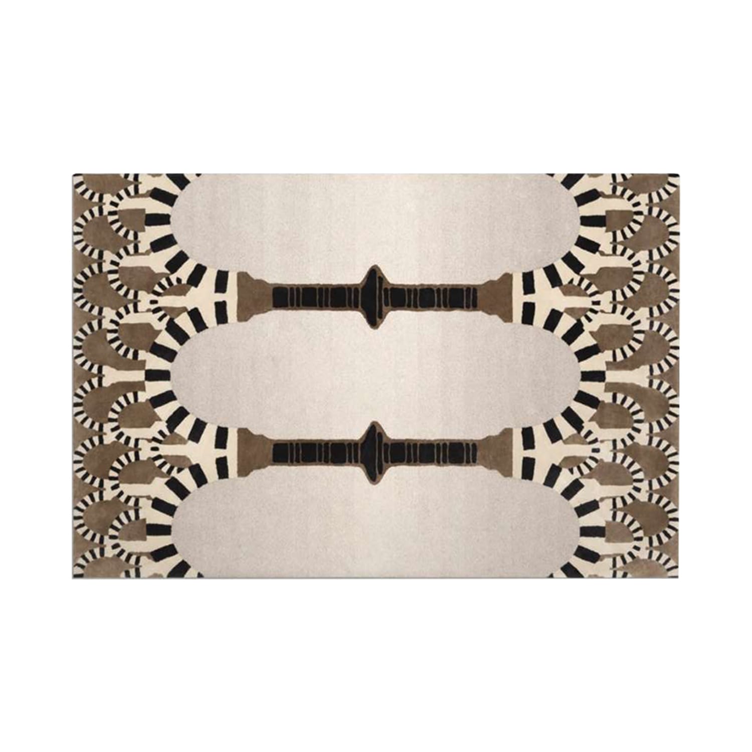 Hand-Tufted Tribal Geometric Wool Rug in Beige & Black – Luxury Modern Designer Carpet by Room Rituals | Living Room & Bedroom Rug
