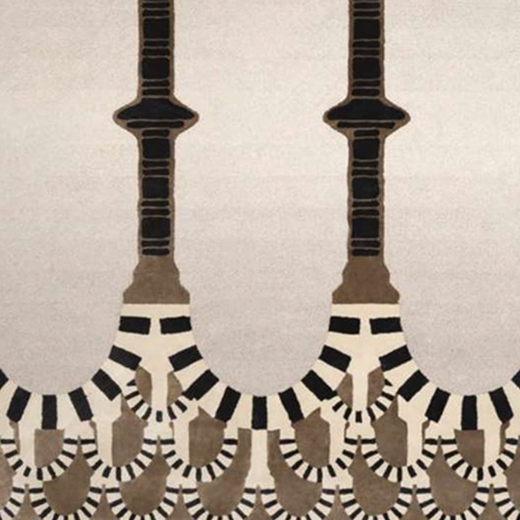 Hand-Tufted Tribal Geometric Wool Rug in Beige & Black – Luxury Modern Designer Carpet by Room Rituals | Living Room & Bedroom Rug