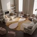 Hand-Tufted Sculpted Petal Form Wool Rug in Blush & Caramel – Luxury Artistic Designer Carpet by Room Rituals | Living Room & Bedroom Rug