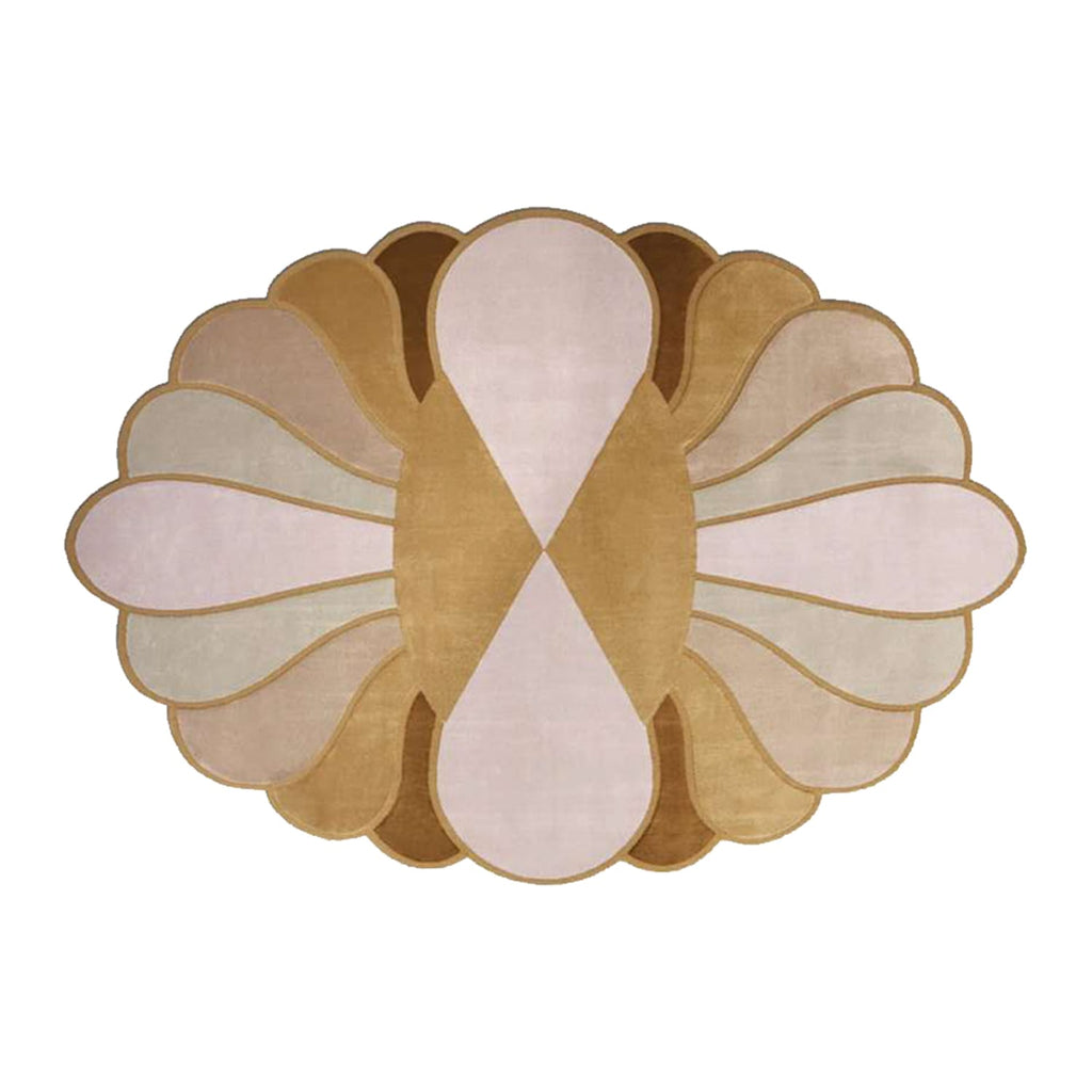 Hand-Tufted Sculpted Petal Form Wool Rug in Blush & Caramel – Luxury Artistic Designer Carpet by Room Rituals | Living Room & Bedroom Rug