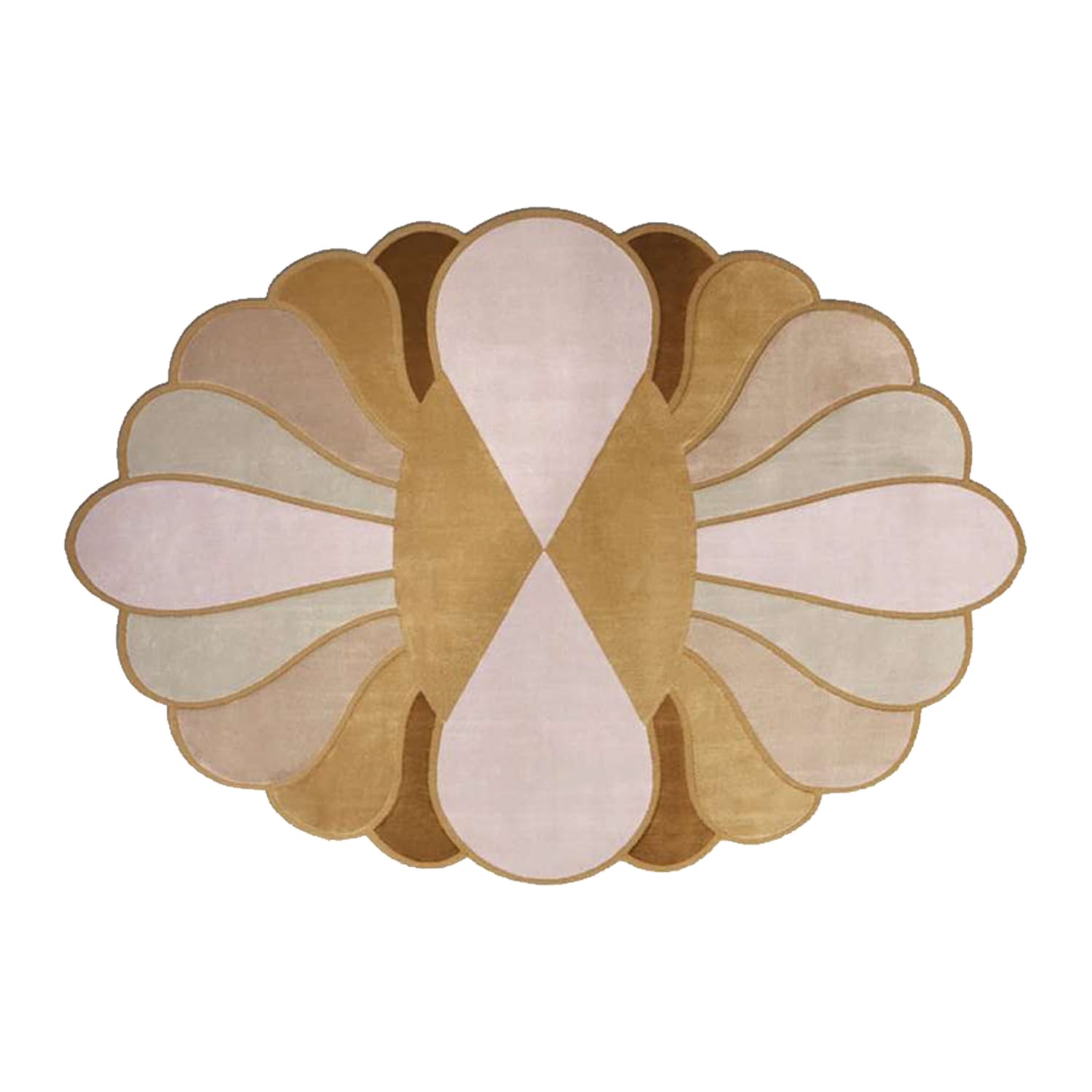 Hand-Tufted Sculpted Petal Form Wool Rug in Blush & Caramel – Luxury Artistic Designer Carpet by Room Rituals | Living Room & Bedroom Rug