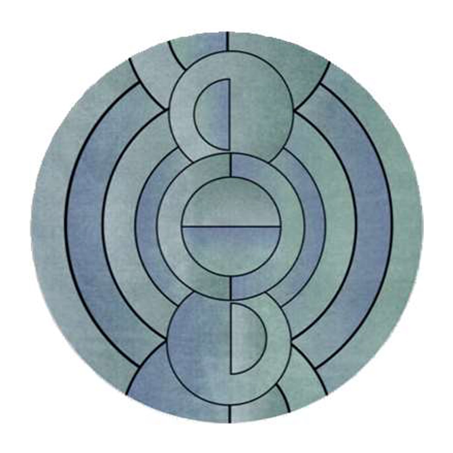 Hand-Tufted Art Deco Oval Wool Rug in Blue & Caramel – Luxury Modern Designer Carpet by Room Rituals | Living Room & Bedroom Floor Rug