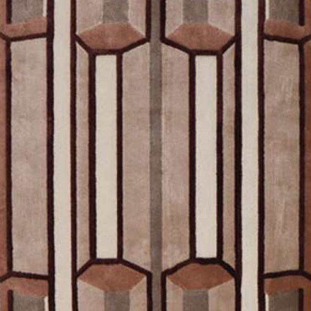 Hand-Tufted Architectural Art Deco Wool Rug in Beige & Camel – Luxury Designer Statement Carpet by Room Rituals | Living Room & Hallway Rug