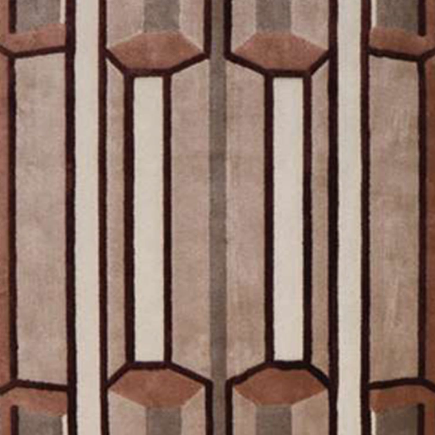 Hand-Tufted Architectural Art Deco Wool Rug in Beige & Camel – Luxury Designer Statement Carpet by Room Rituals | Living Room & Hallway Rug