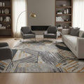 Hand-Tufted Geometric Slate & Gold Wool Rug – Luxury Modern Textured Designer Carpet by Room Rituals | Living Room & Bedroom Rug
